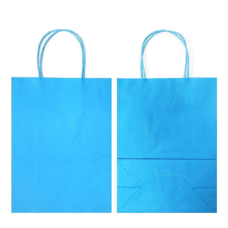 AZOWA Gift Bags Light Blue Kraft Paper Bags With Handles (7.5 x 3.9 x 9.8 in, 12 CT) - Image 4